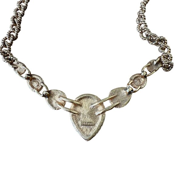 Vintage Monet Gold Tone Chain NecklaceTeardrop faux pearl and stones - Picture 8 of 8